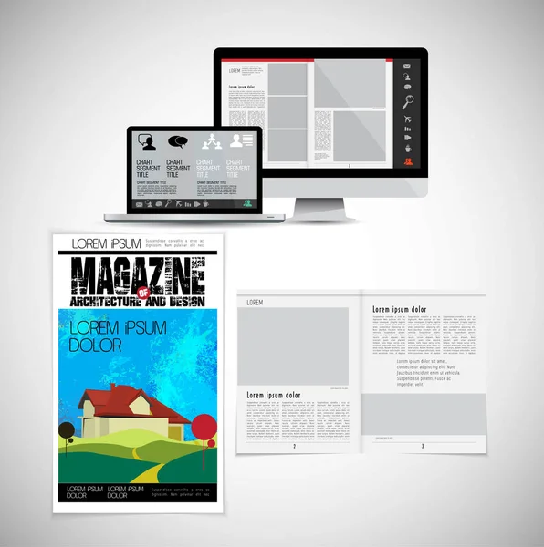 Business Magazine Brochure Lay Out Eenvoudig Bewerken — Stockvector