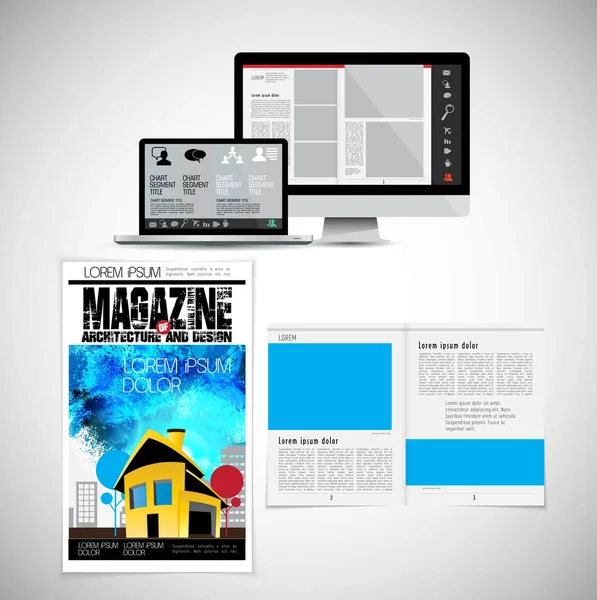 Business Magazine Brochure Lay Out Eenvoudig Bewerken — Stockvector