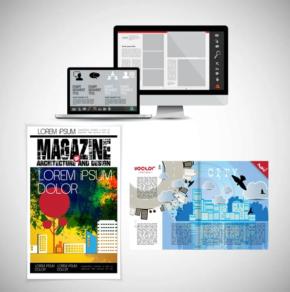 Rivista Aziendale Layout Brochure Facile Editare — Vettoriale Stock