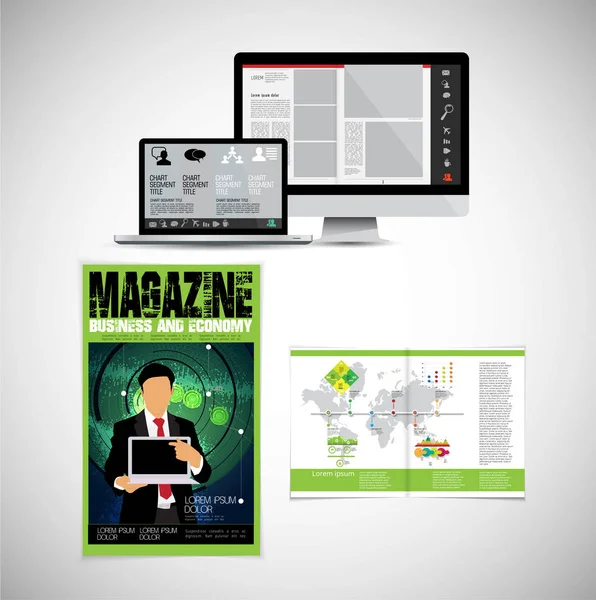 Rivista Aziendale Layout Brochure Facile Editare — Vettoriale Stock