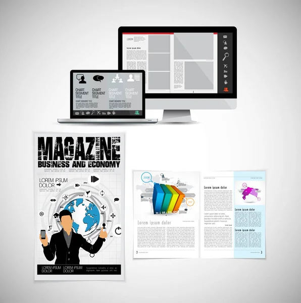 Business Magazine Brochure Lay Out Eenvoudig Bewerken — Stockvector