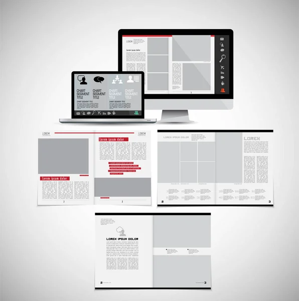 Wirtschaftsmagazin Broschüren Layout Leicht Editierbar — Stockvektor