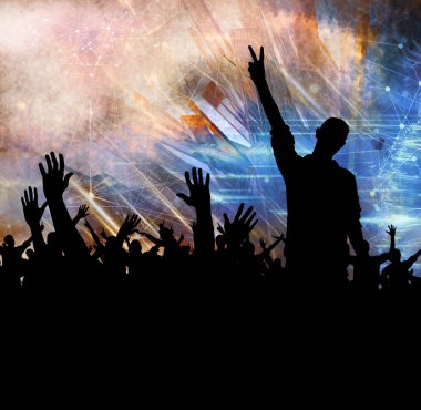 Bir kulüpte dans eden insanların siluetleri.