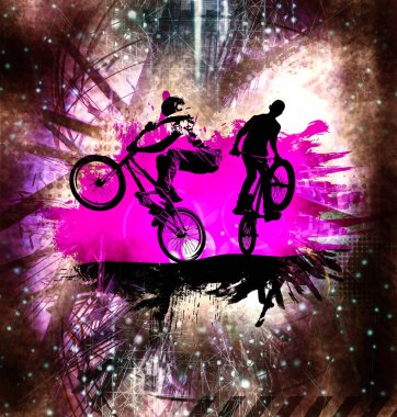 Bir bisiklet binici, vektör çizim silueti.