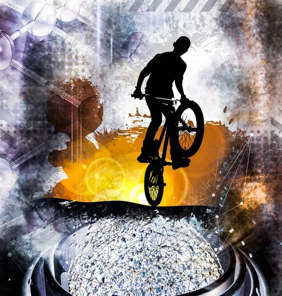 Silueta Ciclista Ilustración Vectorial —  Fotos de Stock