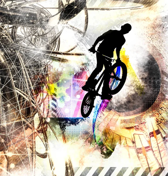 Silueta Ciclista Ilustración Vectorial — Foto de Stock