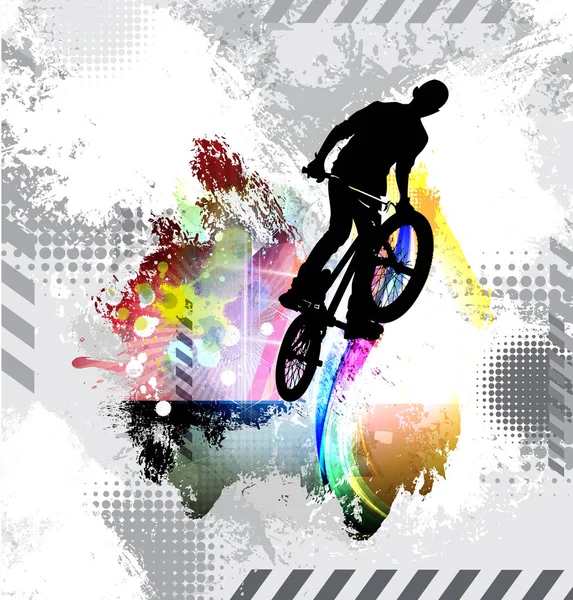Silhueta Ciclista Ilustração Vetorial —  Vetores de Stock