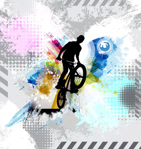 Bir Bisiklet Binici Vektör Çizim Silueti — Stok Vektör