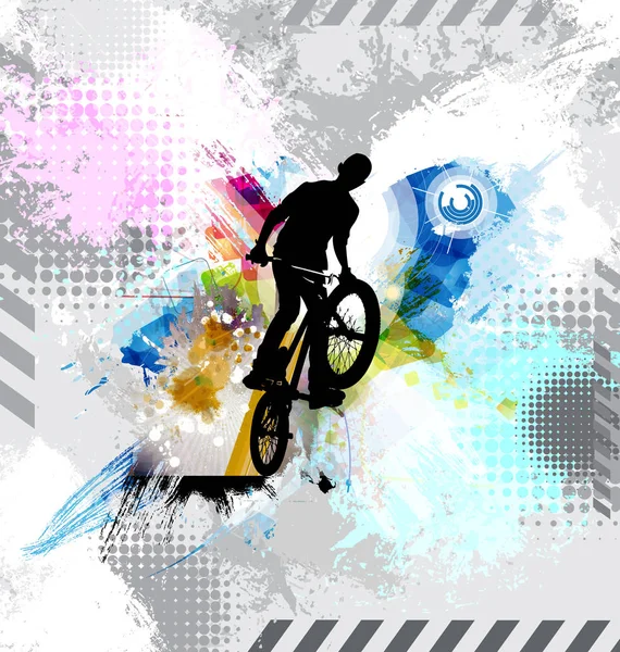 Silueta Ciclista Ilustración Vectorial — Vector de stock