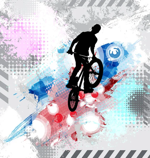 Silueta Ciclista Ilustración Vectorial — Vector de stock