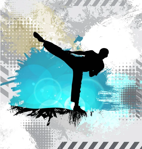 Genç Erkek Karate Savaşçı Sağlıklı Yaşam Tarzı — Stok Vektör