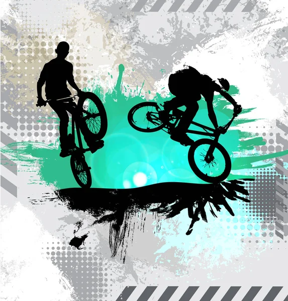 Silueta Ciclistas Ilustración Vectorial — Vector de stock