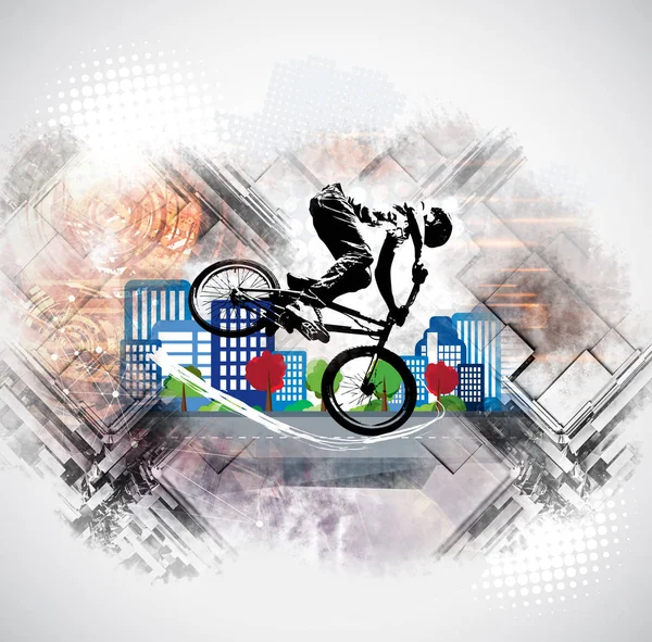 Силуэт Велосипедиста Векторная Иллюстрация — стоковое фото