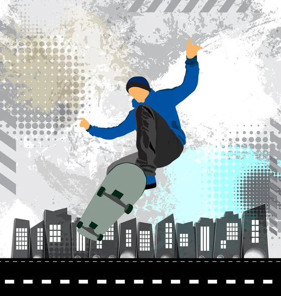 年轻的男性滑板 健康的生活方式 — 图库矢量图片