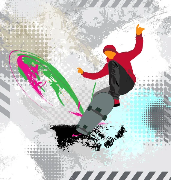 Junger Männlicher Skateboarder Gesunder Lebensstil — Stockvektor