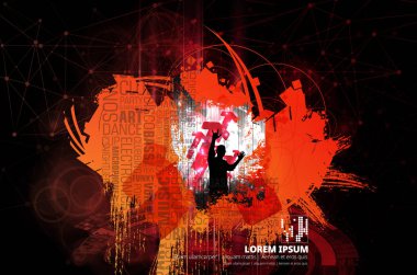 İnsanlar - vektör çizim dans ile parti arka plan