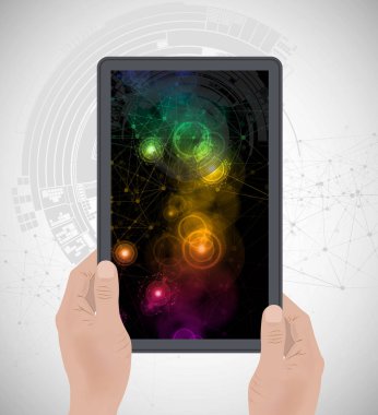 Tablet pc ile el görünümünü top, vektör