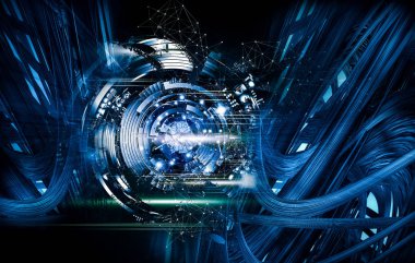 3D render soyut teknoloji kavramı - illüstrasyon 