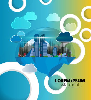 Fütüristik şehir illüstrasyon, vektör 