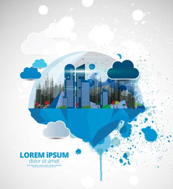 Fütüristik şehir illüstrasyon, vektör 