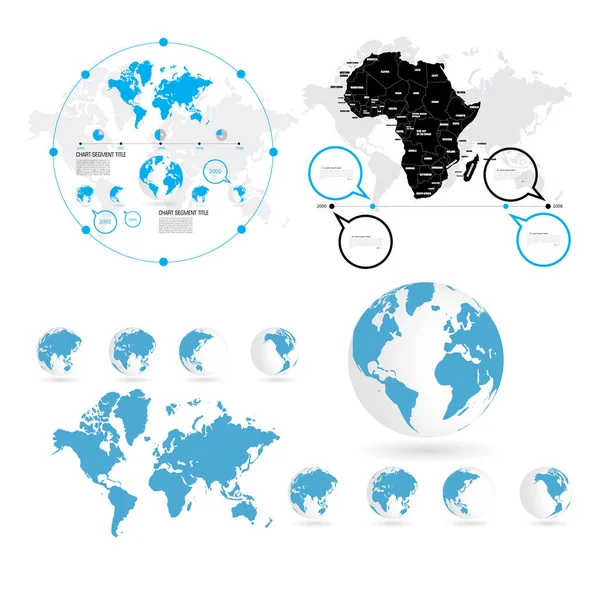 世界地図ベクトル図 — ストックベクタ