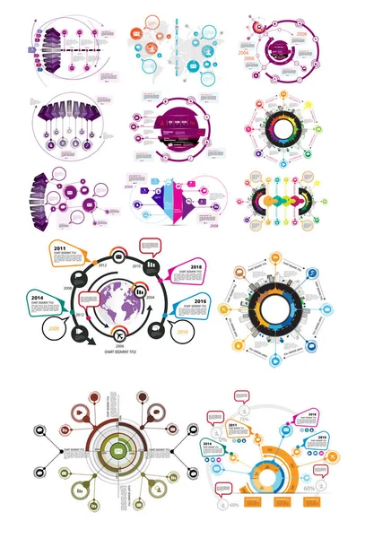 Gran Conjunto Elementos Vectoriales Infográficos Para Ilustración Empresarial — Archivo Imágenes Vectoriales