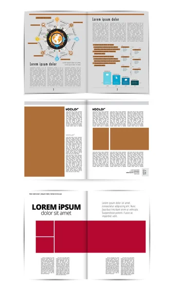 Revista Impressão Layout Brochura Fácil Editável — Vetor de Stock