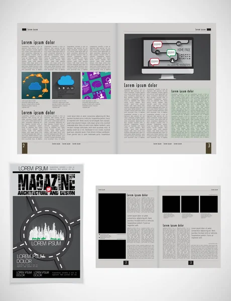 Printing Magazine Brochure Layout Easy Editable — Stock Vector