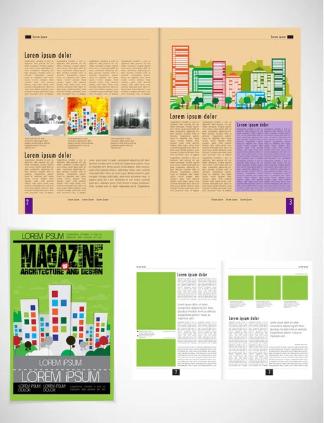 Magazine Impression Mise Page Brochure Facile Modifier — Image vectorielle