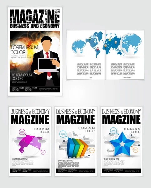 Revista Impressão Layout Brochura Fácil Editável — Vetor de Stock