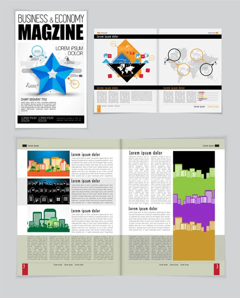 Printing Magazine Brochure Layout Easy Editable — Stock Vector