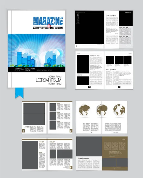 Printing Magazine Brochure Layout Easy Editable — Stock Vector