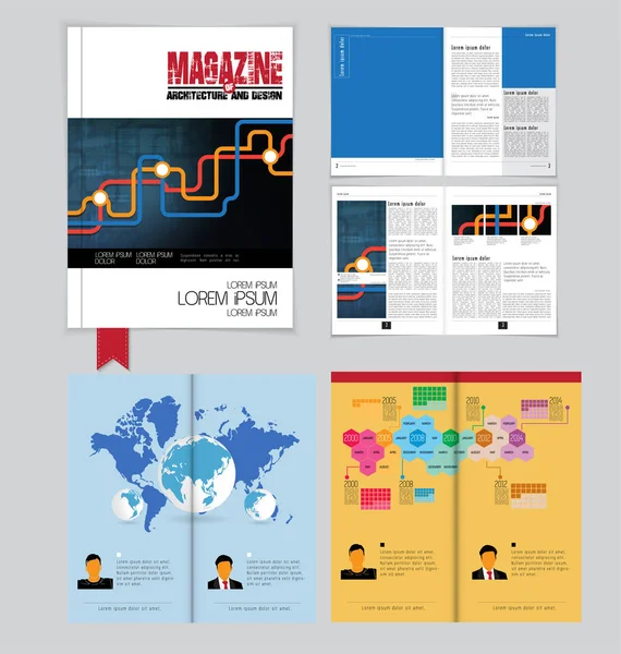 Magazine Impression Mise Page Brochure Facile Modifier — Image vectorielle