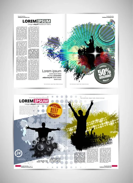 Muziek Magazine Brochure Lay Out Eenvoudig Bewerken — Stockvector