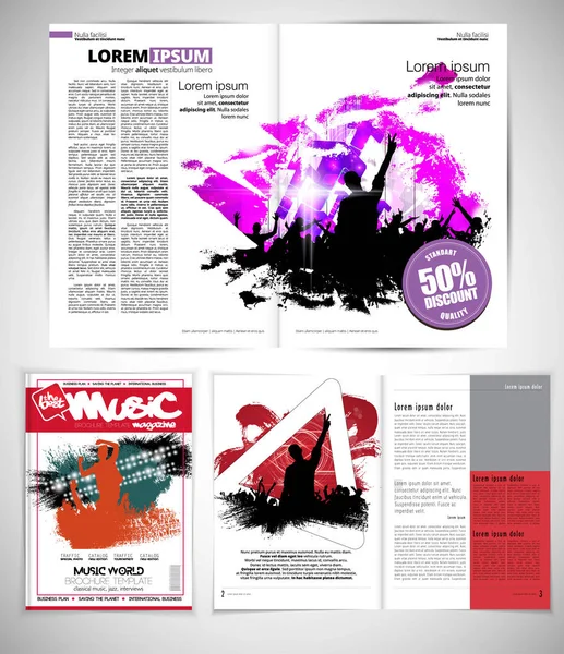 Revista Música Diseño Folleto Fácil Editar — Vector de stock