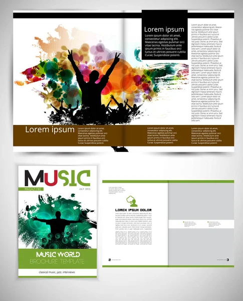 Revista Música Layout Brochura Fácil Editável —  Vetores de Stock