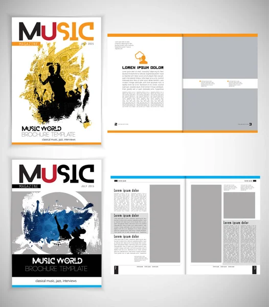 Magazine Musique Mise Page Brochure Facile Modifier — Image vectorielle