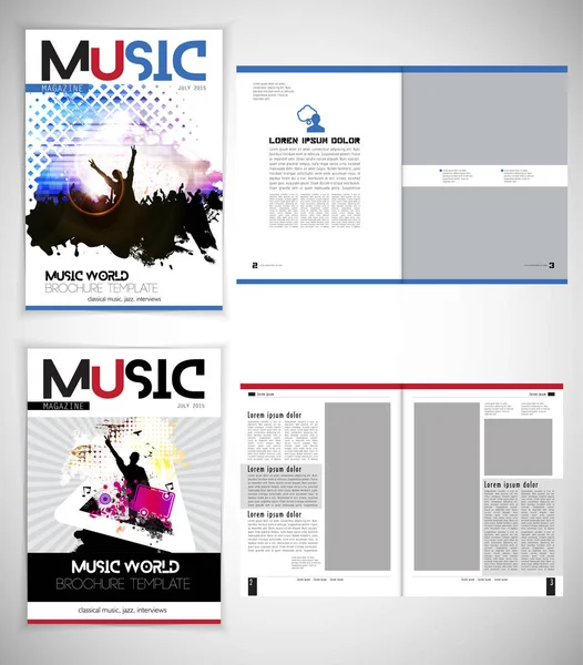 Rivista Musicale Layout Brochure Facile Modificare — Vettoriale Stock