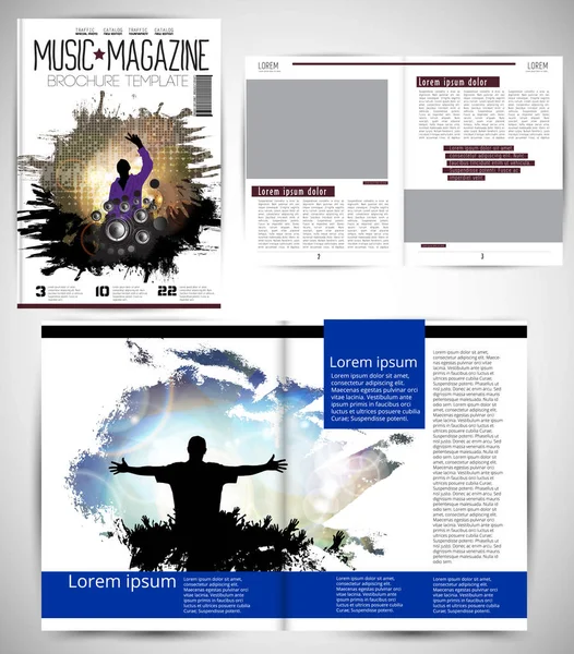 Magazine Musique Mise Page Brochure Facile Modifier — Image vectorielle