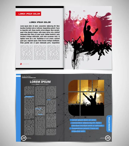 Muziek Magazine Brochure Lay Out Eenvoudig Bewerken — Stockvector