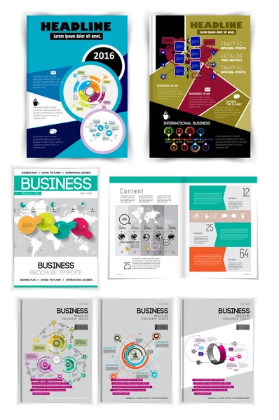 Brochure Grafiche Modelli Design Vettoriale — Vettoriale Stock