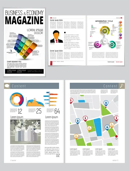 Printing Magazine Brochure Layout Easy Editable — Stock Vector