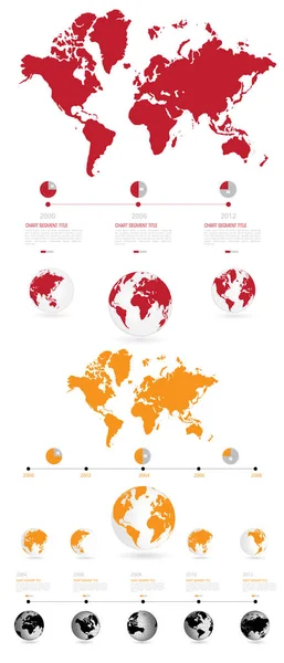 Línea Tiempo Elementos Vectoriales Infografía Con Mapa Del Mundo Para — Vector de stock