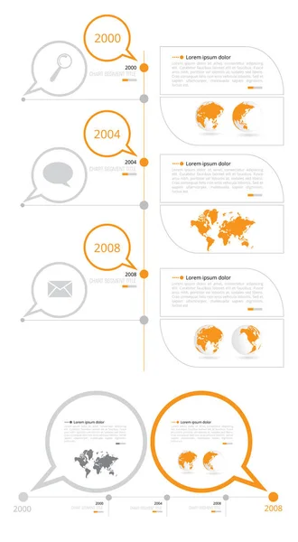 Línea Tiempo Elementos Vectoriales Infografía Con Mapa Del Mundo Para — Archivo Imágenes Vectoriales