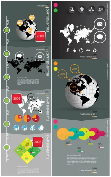 Tidslinjen Infographic Vector Element Med Världskartan För Business Illustration — Stock vektor