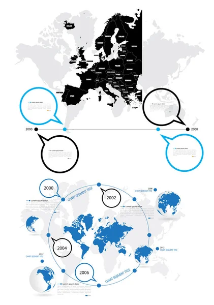 ビジネス イラストの世界地図を持つタイムライン インフォ グラフィック ベクトル要素 — ストックベクタ