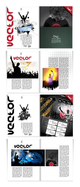 Rivista Musicale Layout Brochure Facile Modificare — Vettoriale Stock