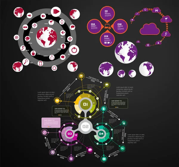 Elementos Infografía Empresarial Visualización Datos Diseño Vectorial — Vector de stock