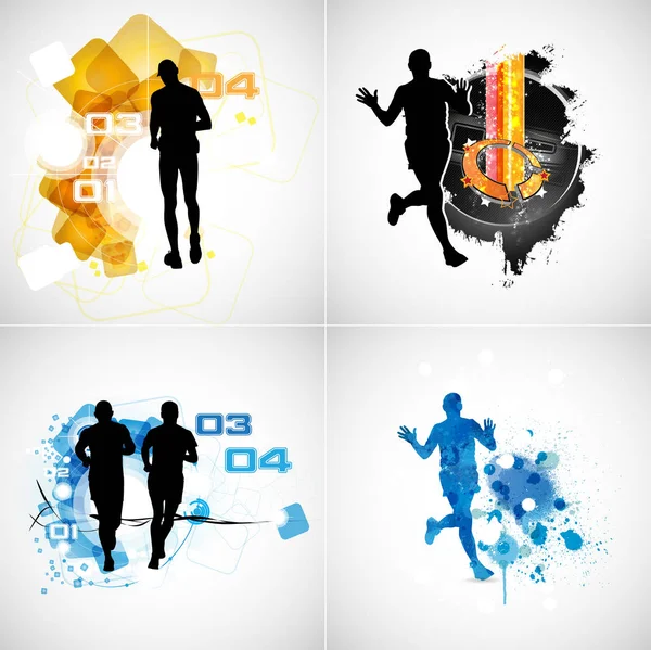 Running Marathon People Run Vector Illustration — Stock Vector