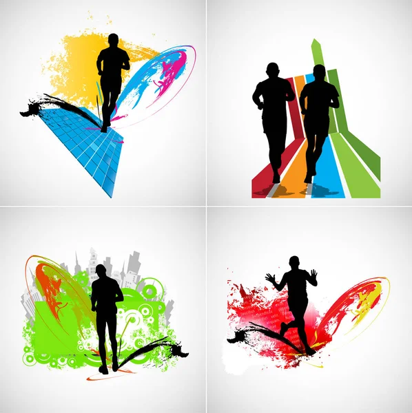 Running Marathon People Run Vector Illustration — Stock Vector